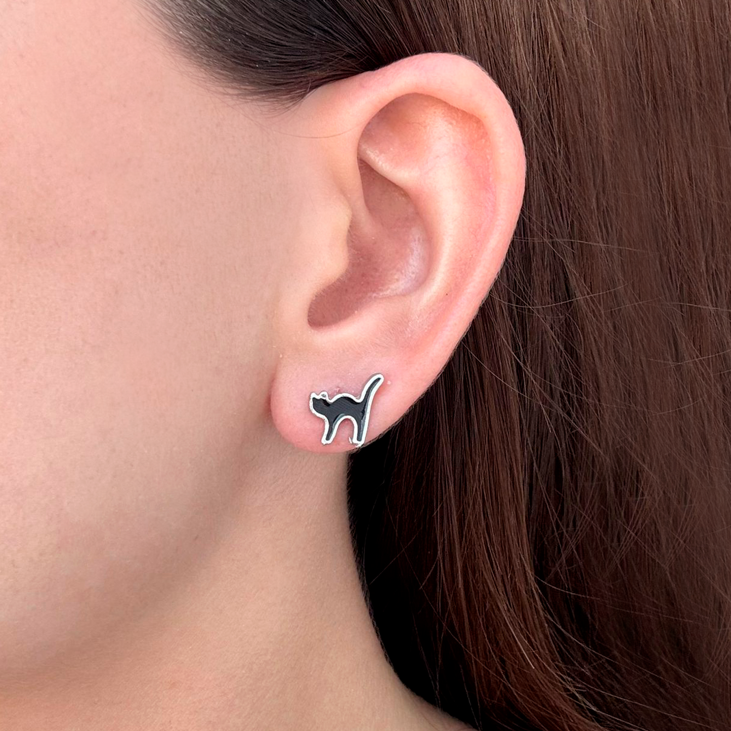 Aretes Platano Negro Mini Gato