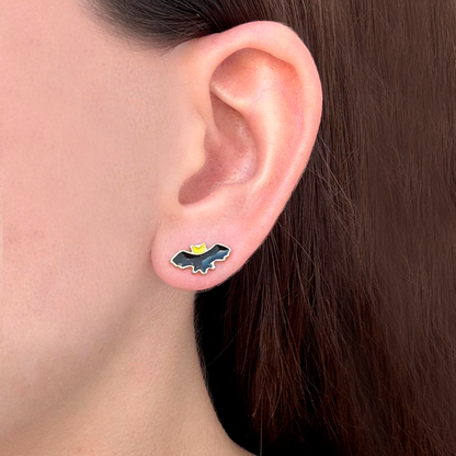 Aretes Dorado Negro Mini Murcielago