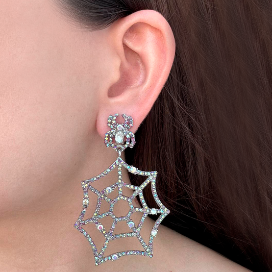 Aretes  Araña y Telaraña Brillante
