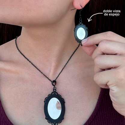 Collar y Aretes Cristal Gotico Purpura