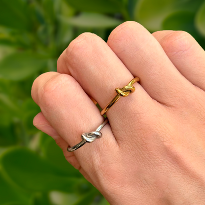 Anillo Dorado Nudo Ajustable Acero Inoxidable