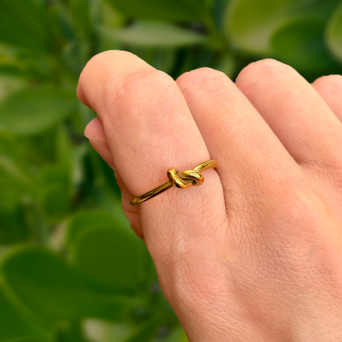 Anillo Dorado Nudo Ajustable Acero Inoxidable