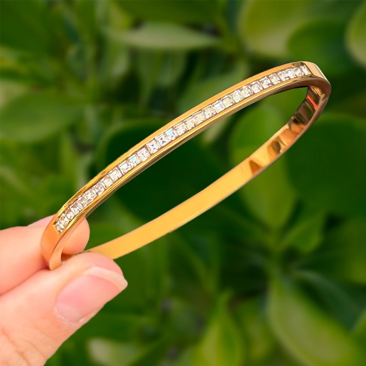 Pulsera Dorada Zirconias Acero Inoxidable