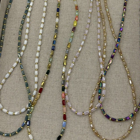 Collar Cuentas de Piedras Natural Acero Inoxidable