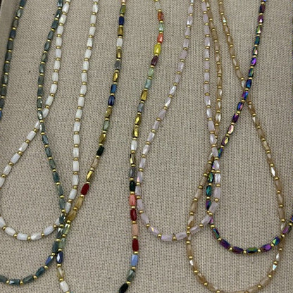 Collar Cuentas de Piedras Natural Acero Inoxidable
