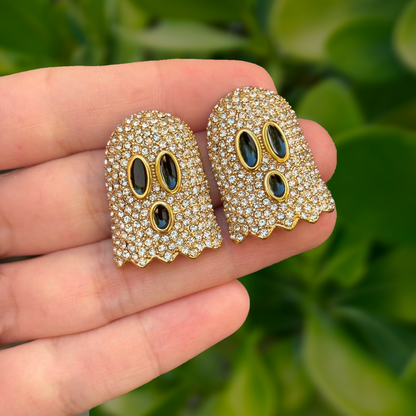 Aretes Fantasma Elegante Zirconias Acero Inoxidable