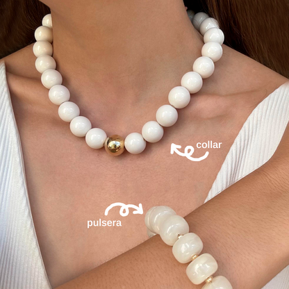 Collar Blanco Bolas de Cuentas