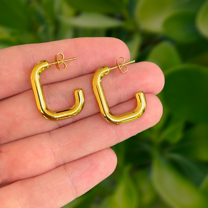 Aretes Arracada Dorada Retro Acero Titanio