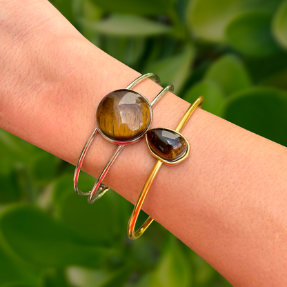 Pulsera Dorada Piedra Cafe Acero Inoxidable
