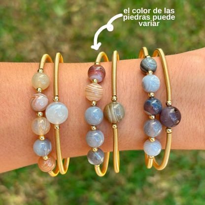 Pulsera Dorada Bolitas Cafes