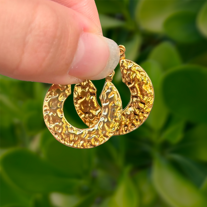 Aretes Dorados Arracada Retro Acero de Titanio