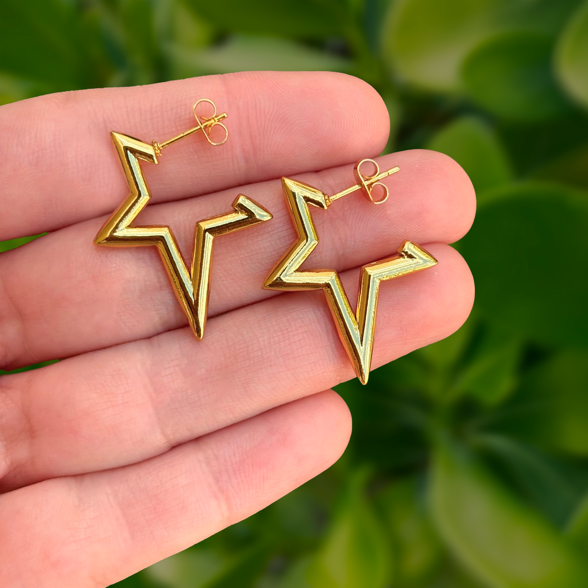 Aretes Dorados Estrella Acero Inoxidable