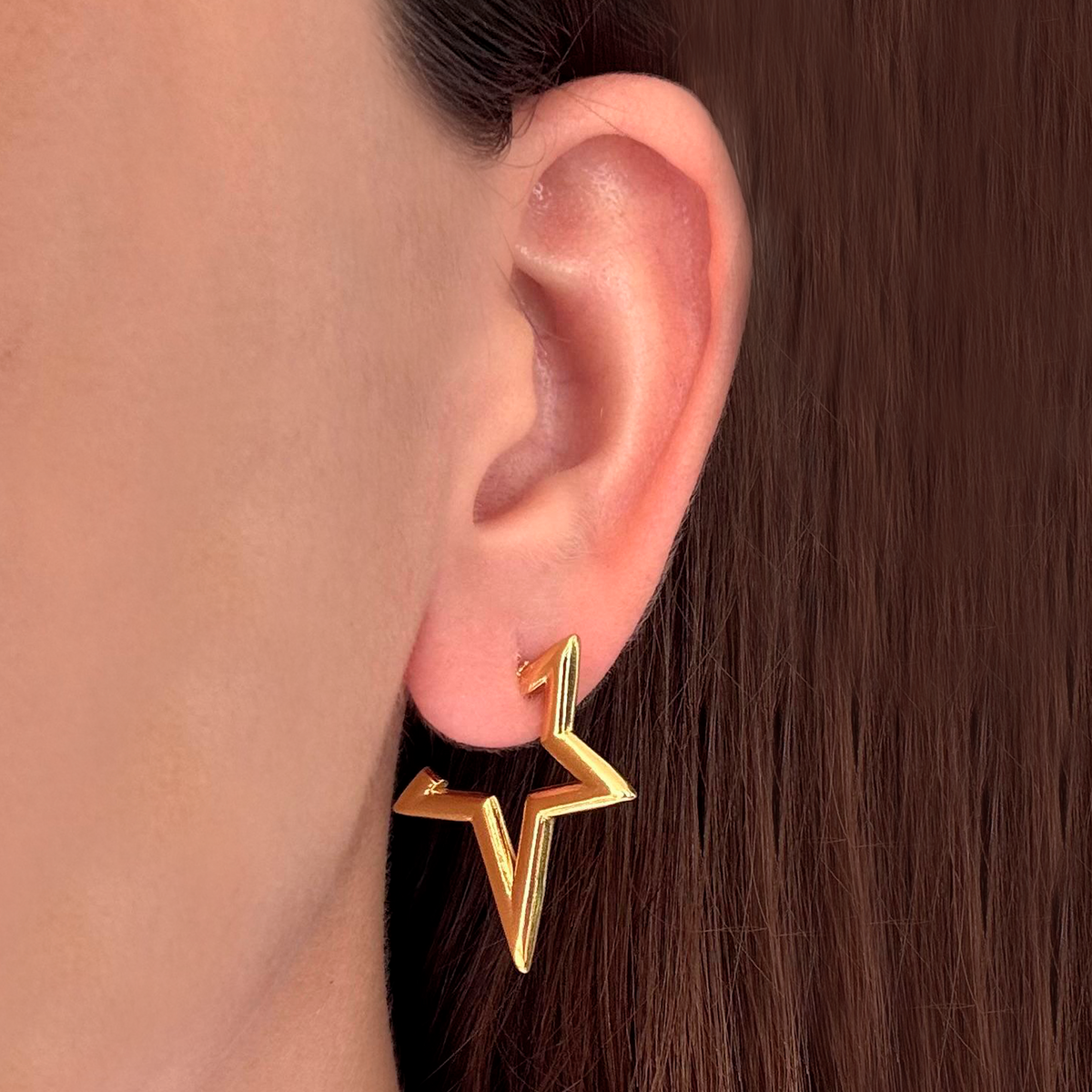Aretes Dorados Estrella Acero Inoxidable