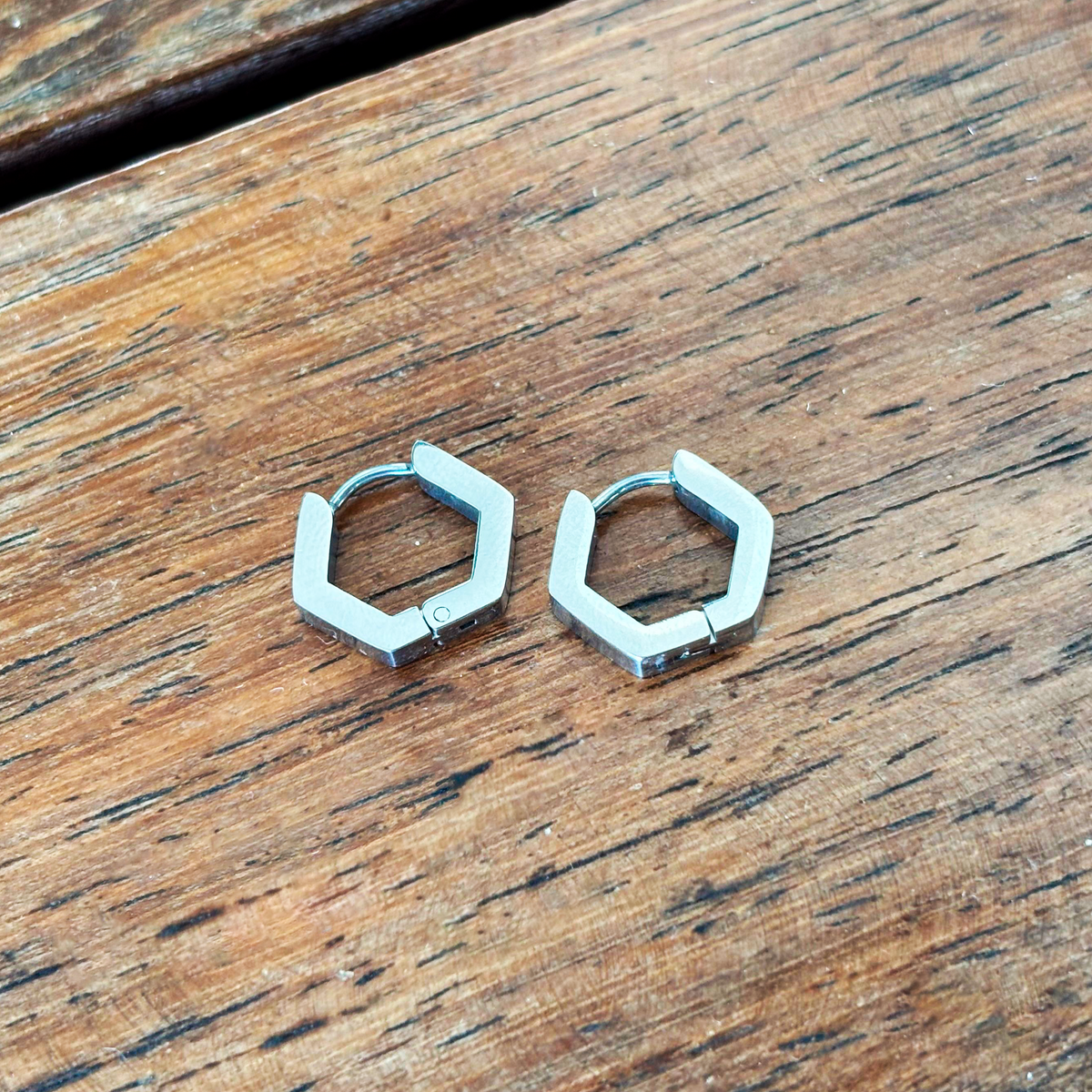 Aretes Arracada Plateada Acero Inoxidable