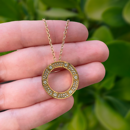 Collar Dorado Circulo Perfecto Acero Titanio