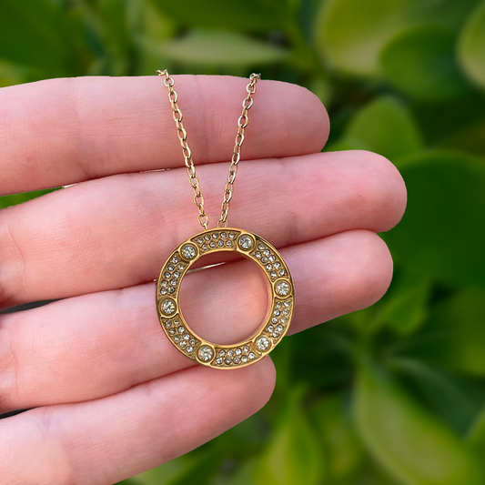 Collar Dorado Circulo Perfecto Acero Titanio