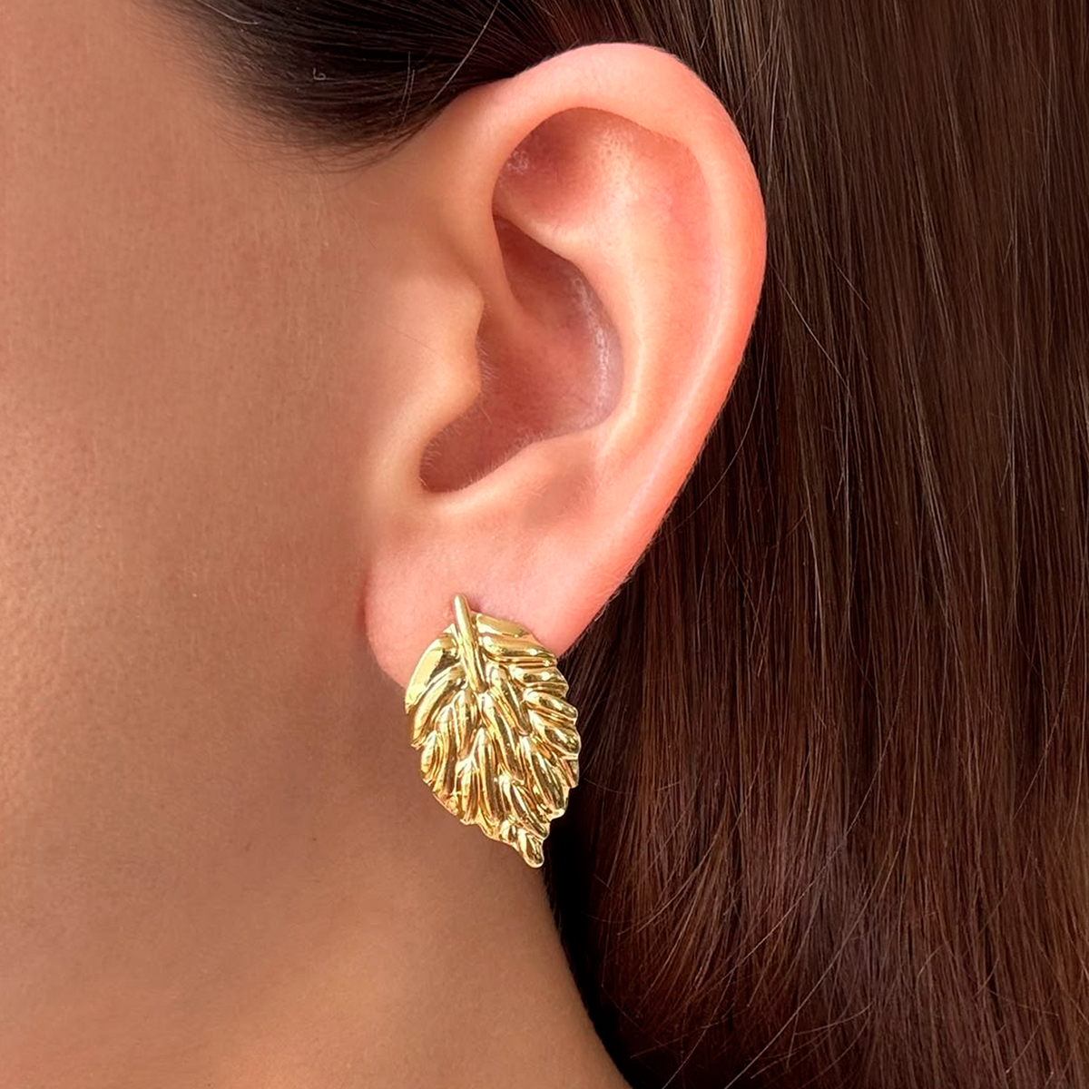 Aretes Dorados Hoja Acero Inoxidable