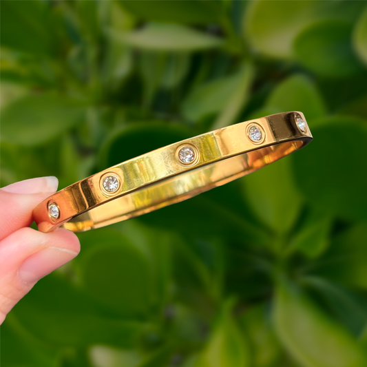 Pulsera Dorada Zirconias Acero Inoxidable