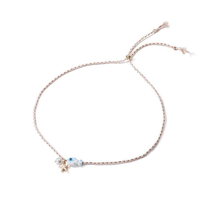 Collar de Hilo Pez y Estrella Blanca C621