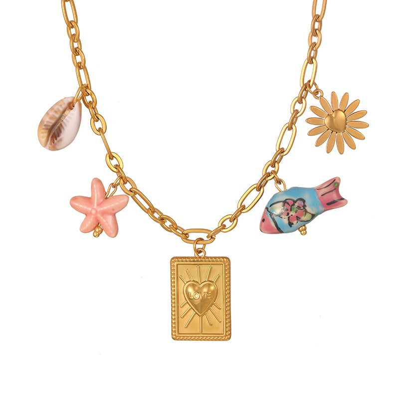 Collar Charms Colores  Acero Inoxidable 1H3