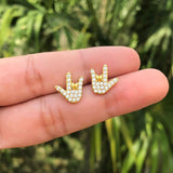 Aretes Mano Chapa de Oro AZ47