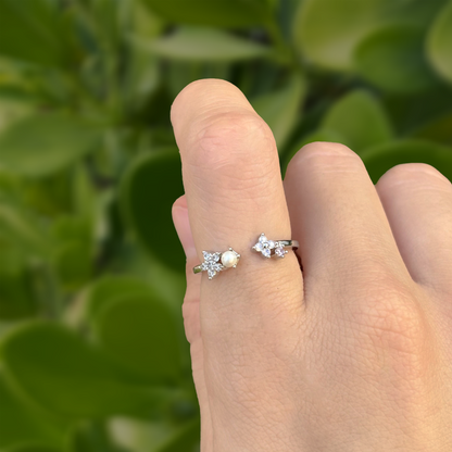 Anillo Plateado Perla y Zirconias Ajustable Chapa de Oro Az14