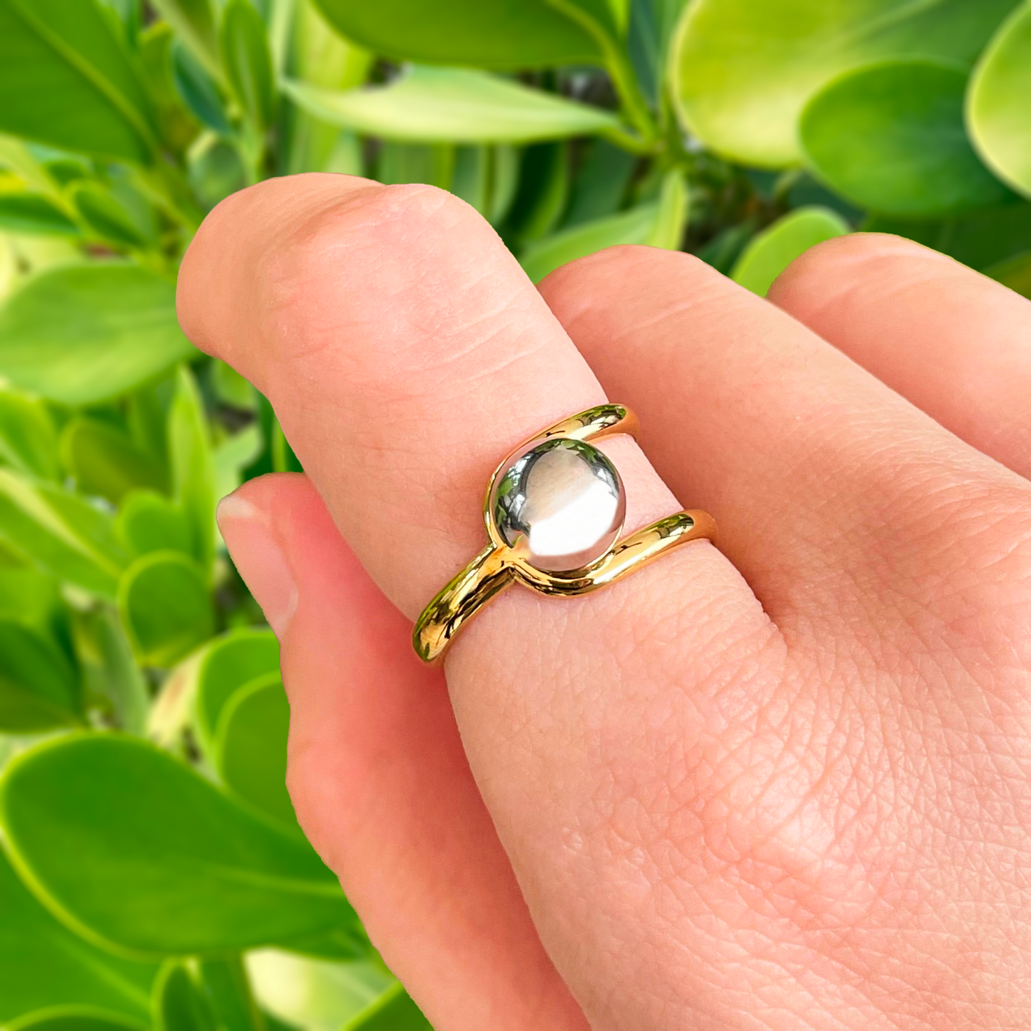 Anillo Oro-Plata Ajustable Acero Inox R20