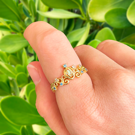 Anillo Carroza de Cenicienta Chapa de Oro Ajustable 3M2
