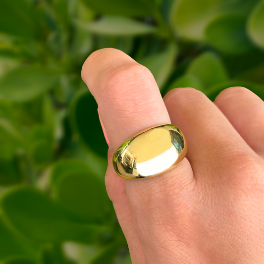 Anillo Chunky Ajustable Chapa de Oro 2E4