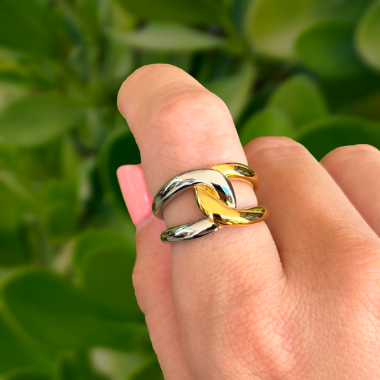 Anillo Oro-Plata Acero Inoxidable Talla 7 1W4