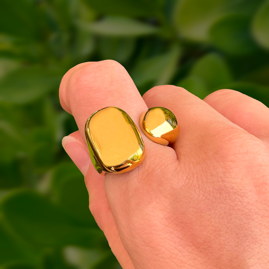 Anillo Chunky Dorado Acero Inox R24