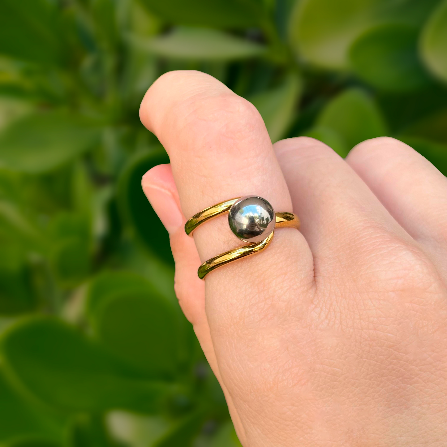 Anillo Oro-Plata Ajustable Acero Inox R20