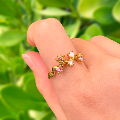 Anillo Unitalla Zirconias Chapa de Oro R737