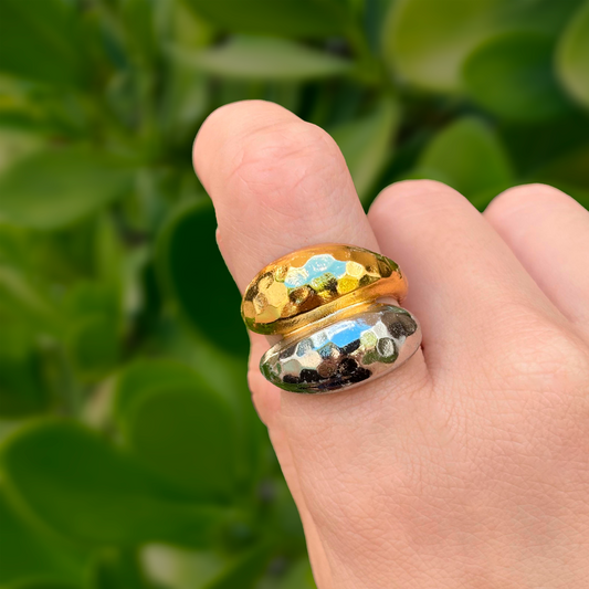 Anillo Oro-Plata Ajustable Chapa de Oro 2F1