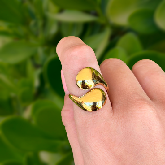 Anillo Gotas Encontradas Doradas Acero Inoxidable 1R7