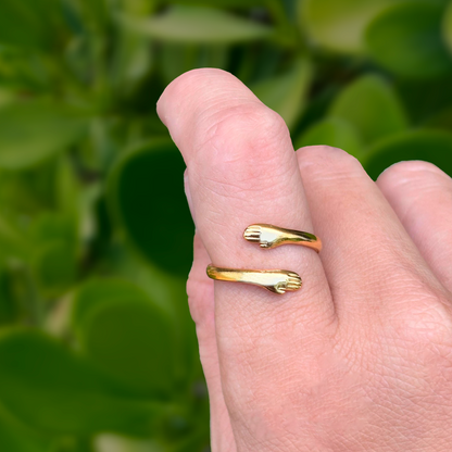 Anillo Ajustable Abrazo Dorado Acero Inoxidable 2J4
