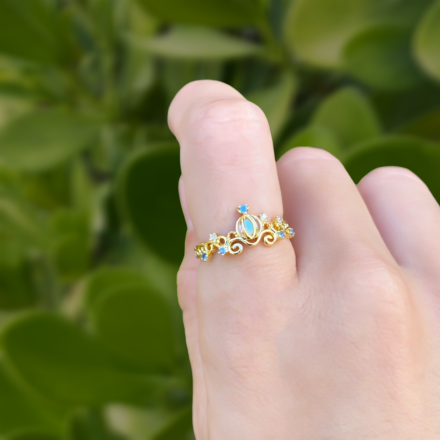 Anillo Carroza de Cenicienta Chapa de Oro Ajustable 3M2