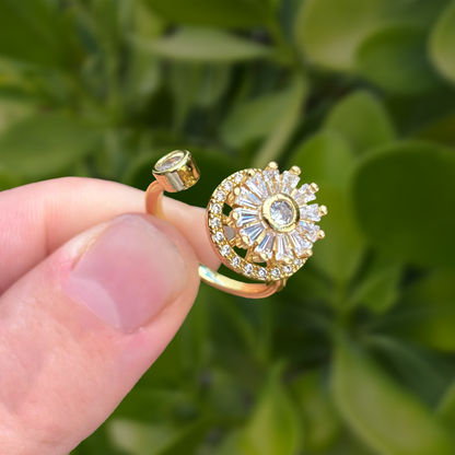 Anillo Anti-Ansiedad Gira Dorado Chapa de Oro 2y1