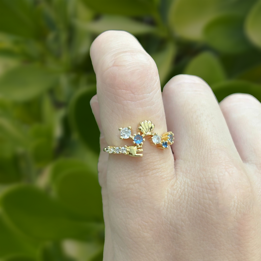 Anillo Concha de Sirenita Ajustable Acero Inoxidable 2X5