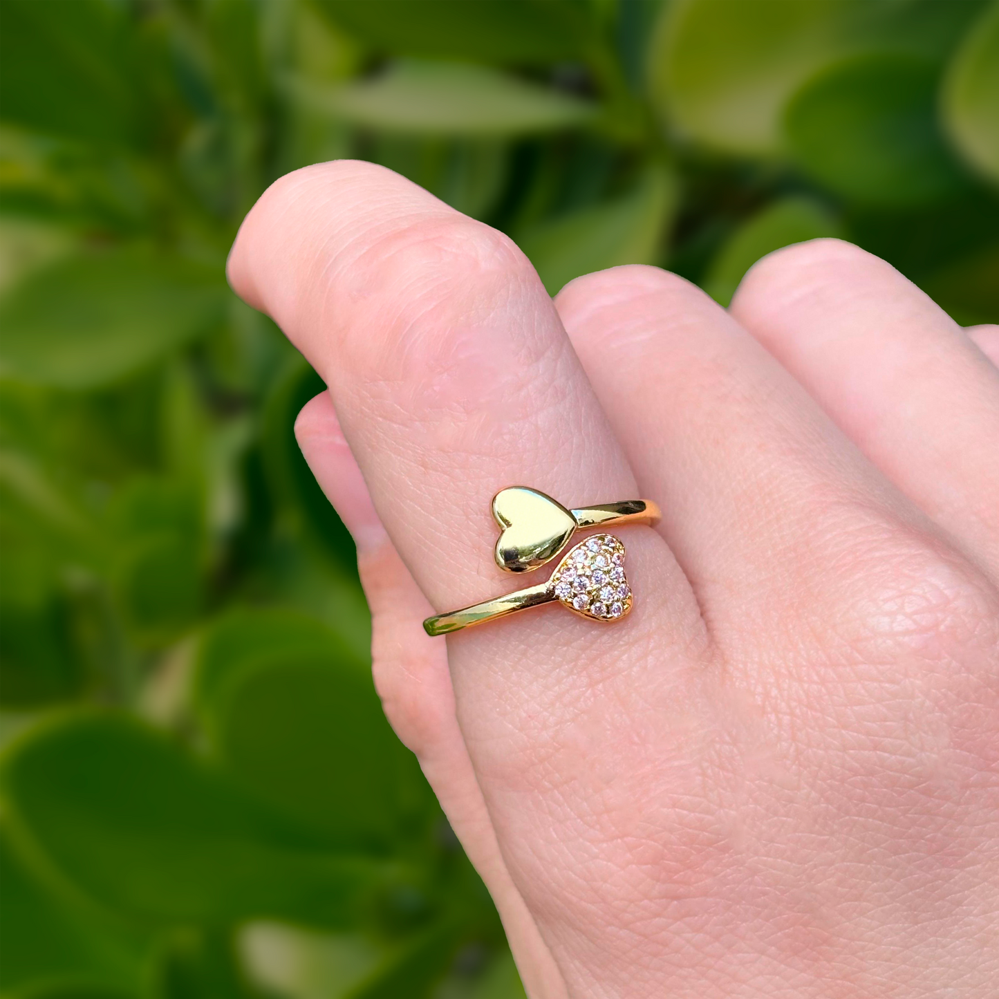 Anillo Corazones Dorados Ajustable Chapa de Oro R19