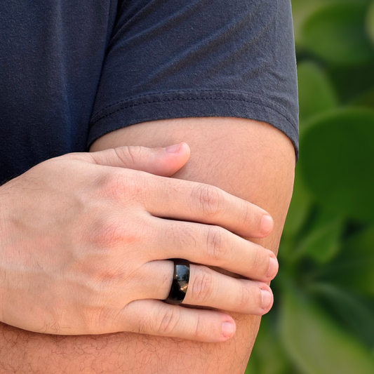 Anillo Negro Hombre Acero Inoxidable