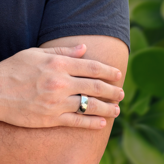 Anillo Plateado Hombre Acero Inoxidable