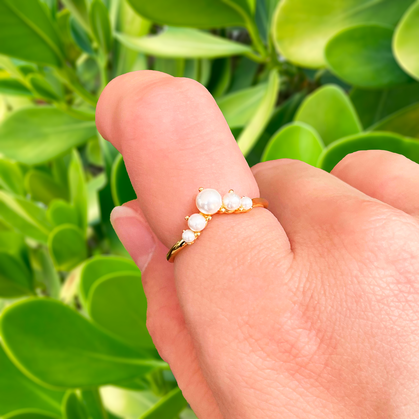 Anillo Perlitas Chapa de Oro