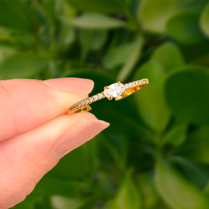Anillo Dorado  Zirconias Ajustable Chapa de Oro Az190