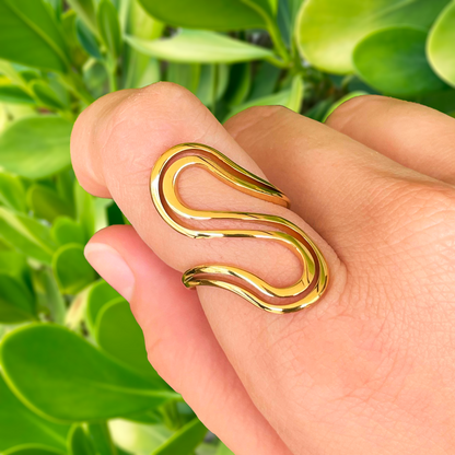 Anillo Ondas Acero Inoxidable  1V8