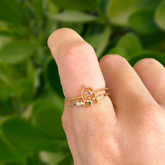 Anillo Dorado Coleccion Flor Bella Ajustable