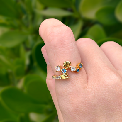 Anillo Concha de Sirenita Ajustable Acero Inoxidable 2X5