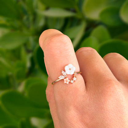 Anillo Bouquet Ajustable Chapa de Oro Rosa 1X4