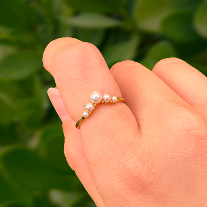 Anillo Perlitas Chapa de Oro