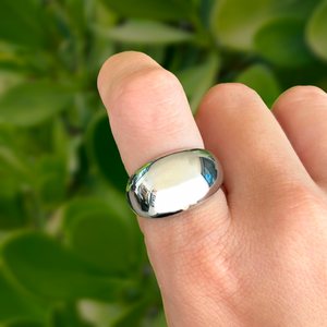 Anillo Plateado Chunky Ajustable Chapa de Oro